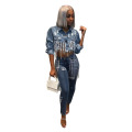 Wholesale Plus Size Denim Women Cotton Make Old Hole Tassels Jeans Jacket